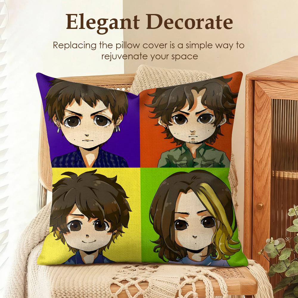 Band OOne ok rock Cushion Cover Natural Linen Organic Fabric DoubleSided Printing Sofa Home Decor Gift Pillow Case