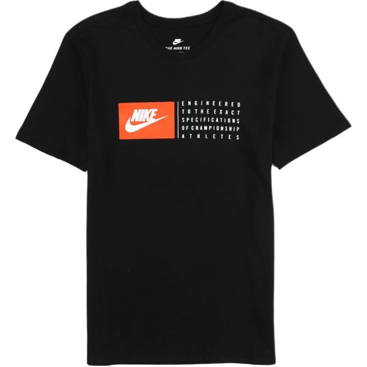 Nike Sportswear Alphabet Printing Athleisure Casual Sports Short Sleeve Black Men s 943781-010 M