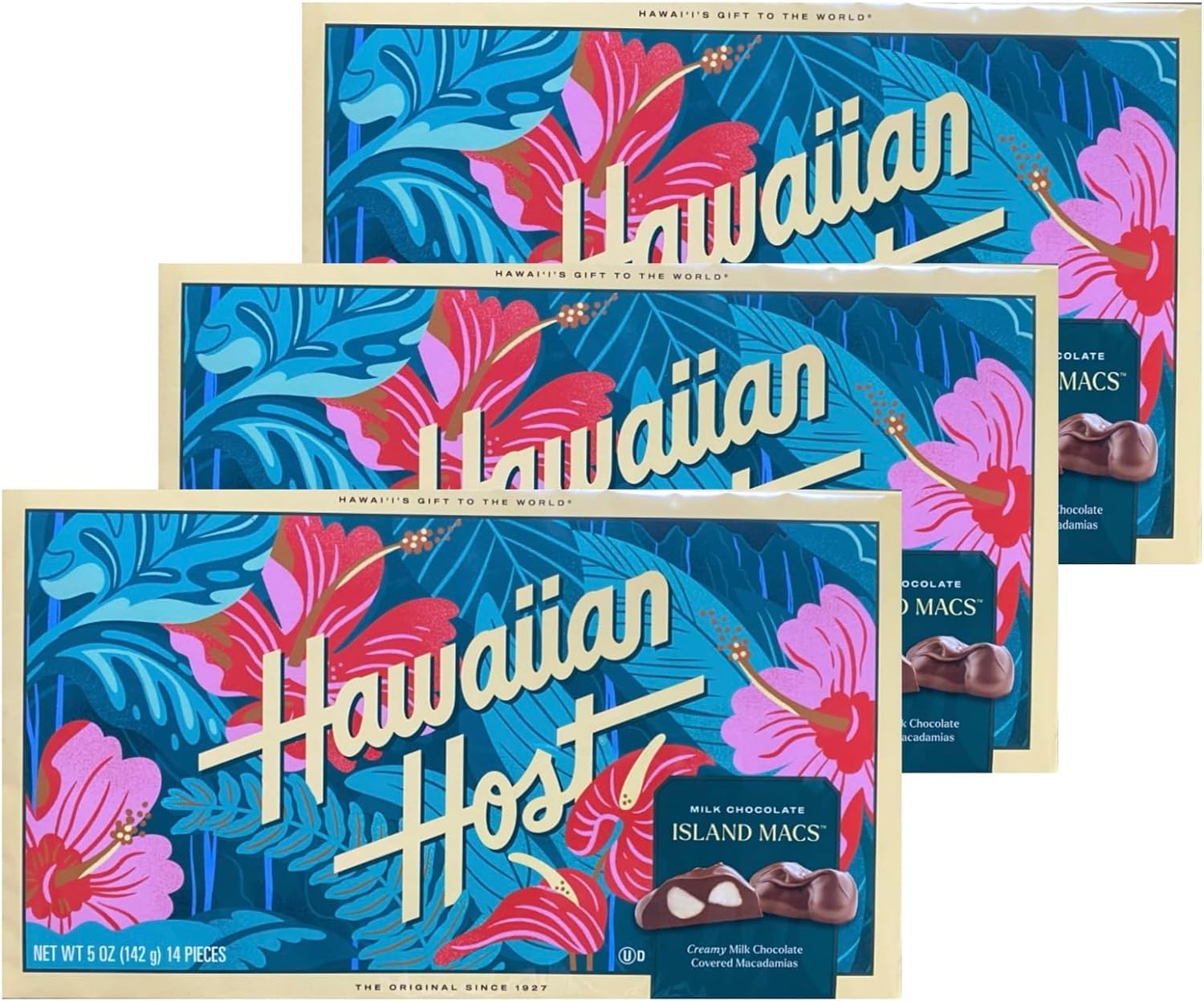 

Hawaiian Host Macadamia Nut Chocolate Island Max 142 г набор из 3 коробок (14 штук)