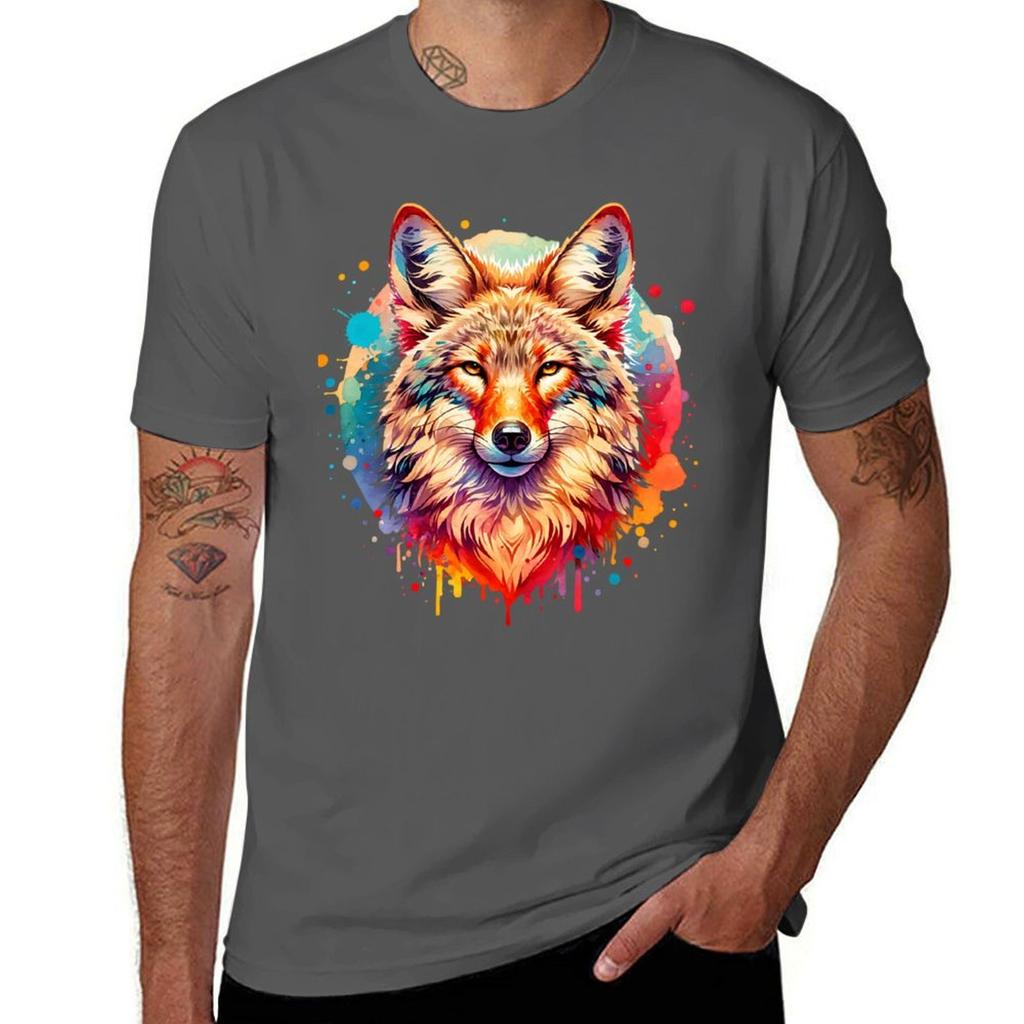 Coyote Spirit Totem Tshirt Big And Tall Solid Color Tshirt