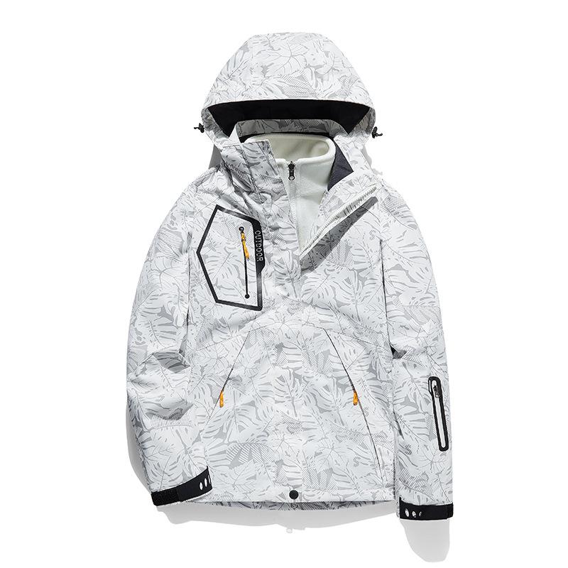 New Outdoor Mountaineering Jacket for Men, Three-in-one Detachable Autumn and Winter Velvet Thickened Jacket, Couple Style Jacket
