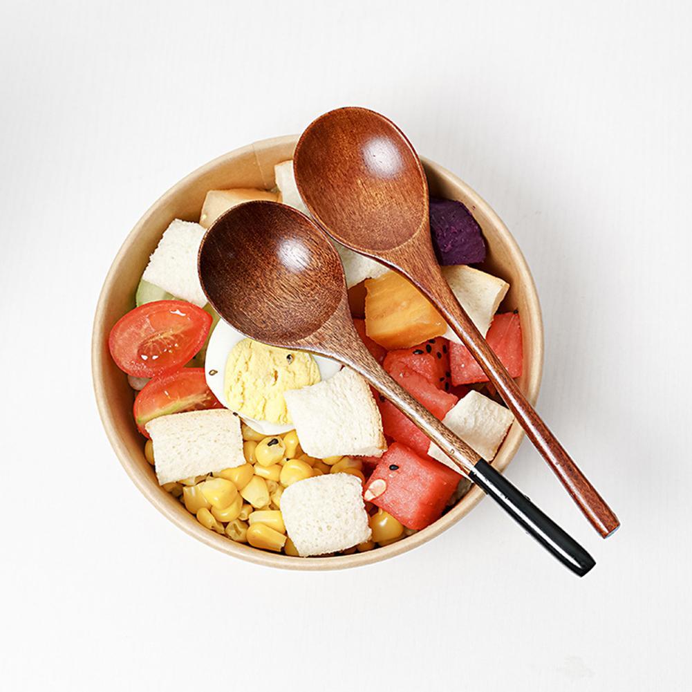 1Pc Long Wooden Spoons Natural Wood Cooking Spoons For Soup Cooking Mixing Honey Spoon Korean Style Home Kitchen Tableware