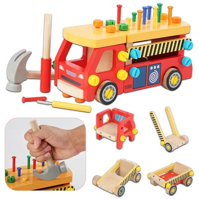 Bauspielzeug Feuerwehrauto Schreinerei Spielzeug Holz Montessori Spielzeugauto DIY Schraubauto Lernspielzeug Alter 8 Jungen und Mädchen Geburtstagsgeschenk Rangliste Kinder