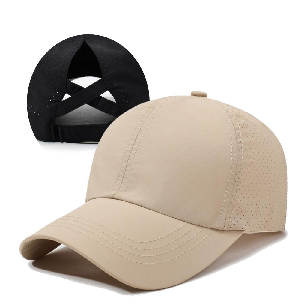 Summer Cap Baseball With Breathable Mesh Cross Design And Solid Color For Daily