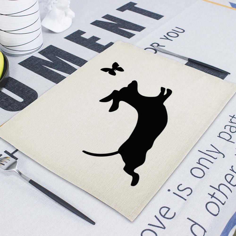 

Animal Cute Dog Doily Letter Placemats for Kitchen Table Place Mats 45*30cm Kitchen Coaster Under Hot Table Mat Mat for Bowl 2pcs 30x45cm