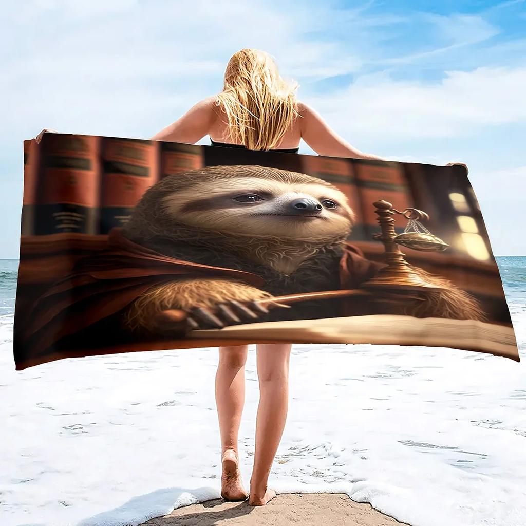 3D Strandlaken, Schattige Luiaard Tropische Bloemen Zachte Badlakens Zeer Absorberend Sneldrogend Bad Washandjes voor Hotel Spa Douchebadjas