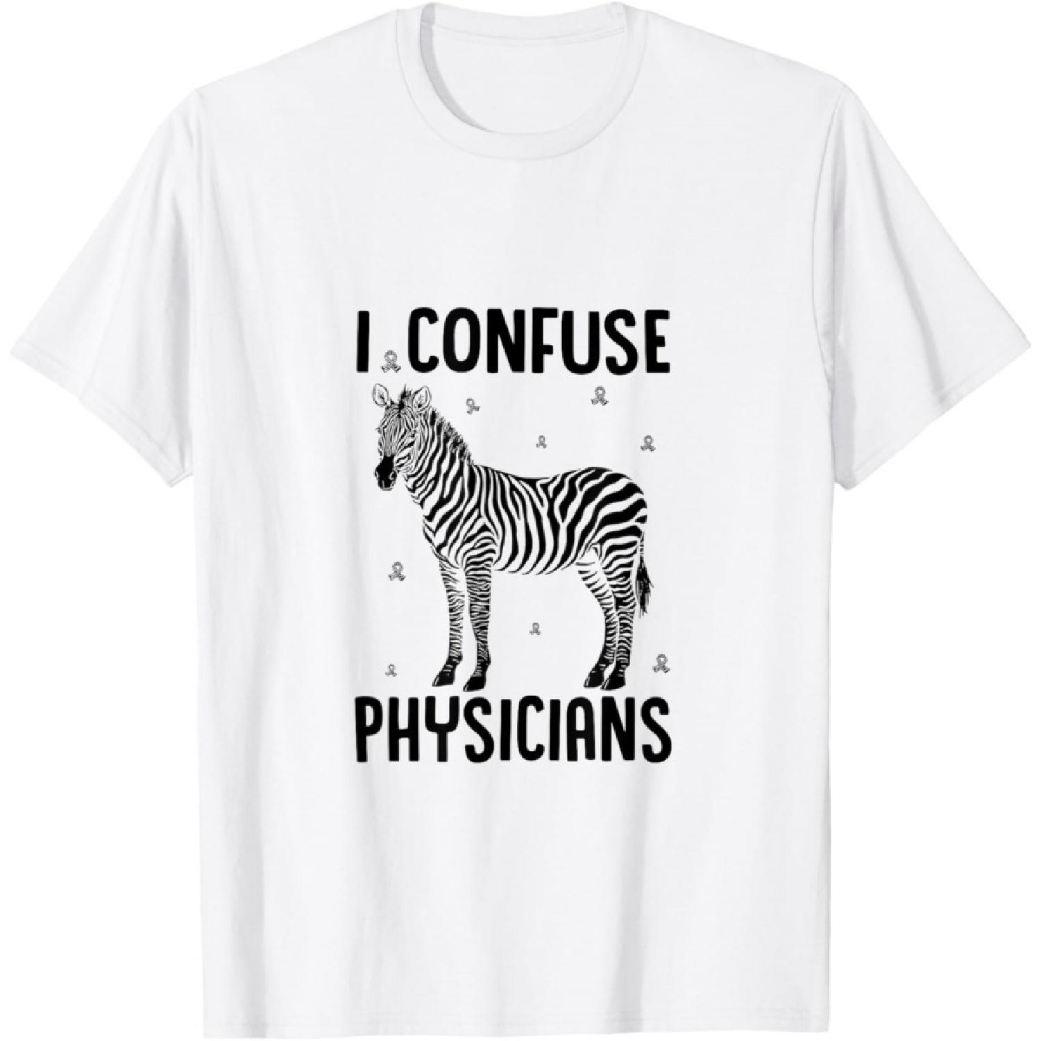I Confuse Physicians Rare Disease Awareness Zebra Ribbon T-Shirt XXXXXL белый