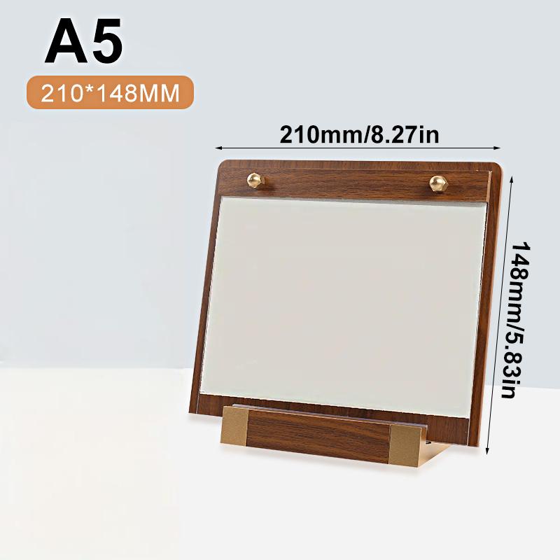1PC Transparent Panel Price Display Board Walnut Wood Base Restaurant Tent Sign Holder Signs With Metal Finish Dinner A4 A5 A6