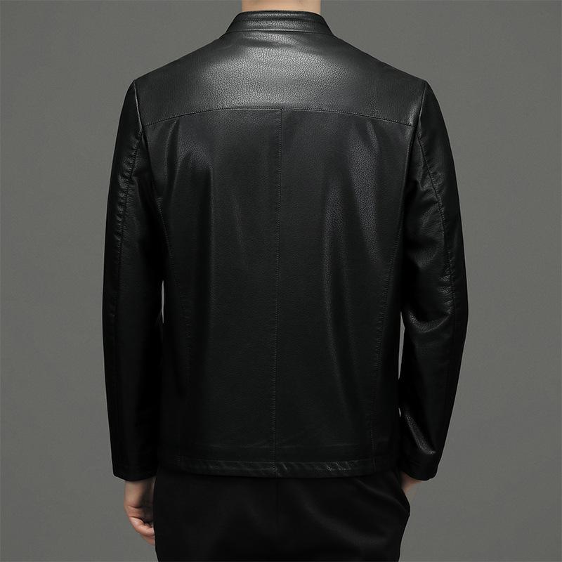 Genuine Leather Jacket for Men, Middle-aged Dad, Sheepskin Jacket, Casual Loose Lapel Coat, Autumn Sheepskin