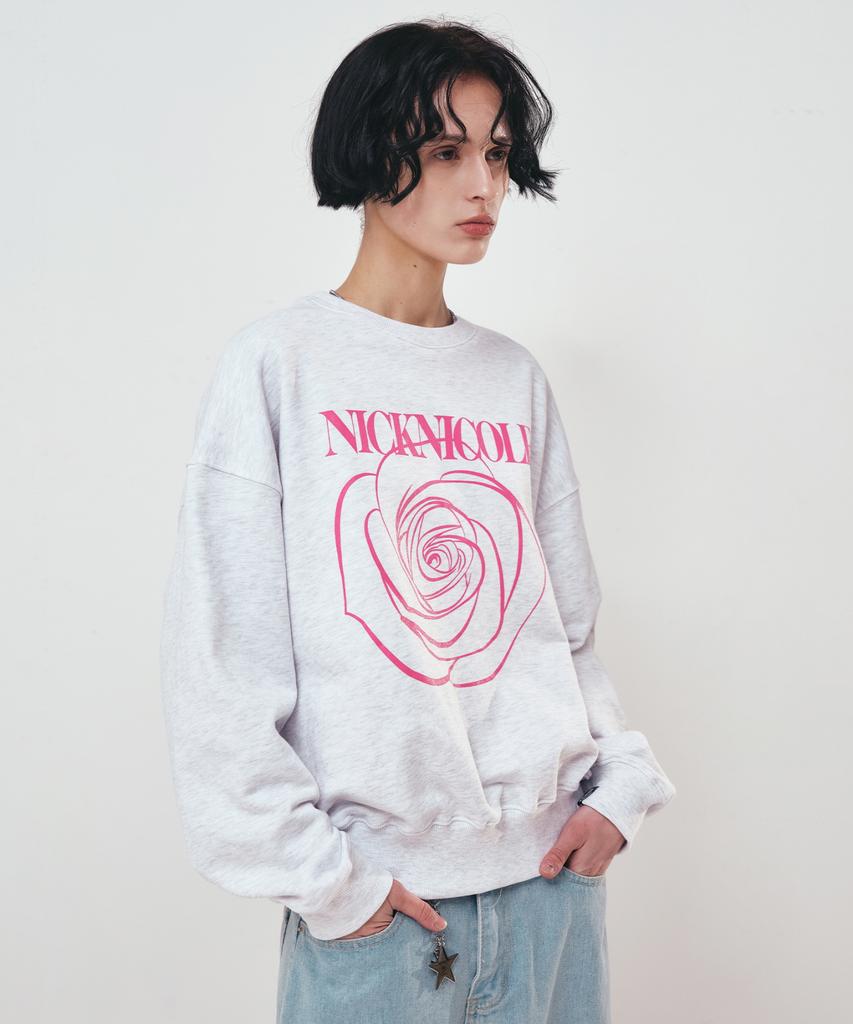 Nigaennikol Nicole Rose Printing Sweatshirt_Melange Pink