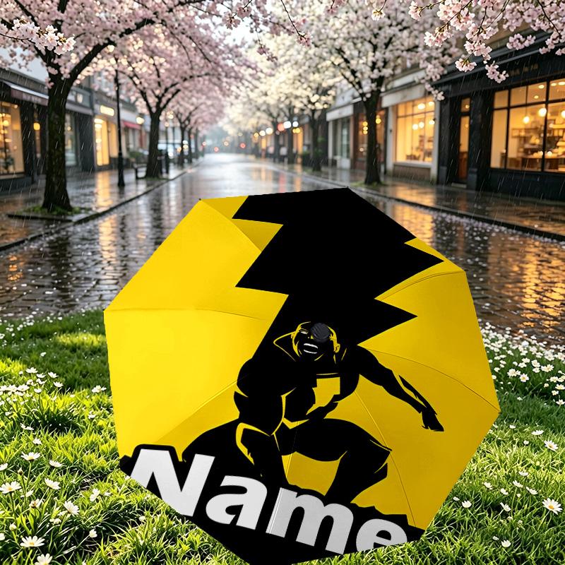 Custom Name Personalized Superhero Movies Print Umbrella, Auto Open Close, 8‑Rib Sturdy Frame, Commute Camping Hiking Use, Birthday Gift