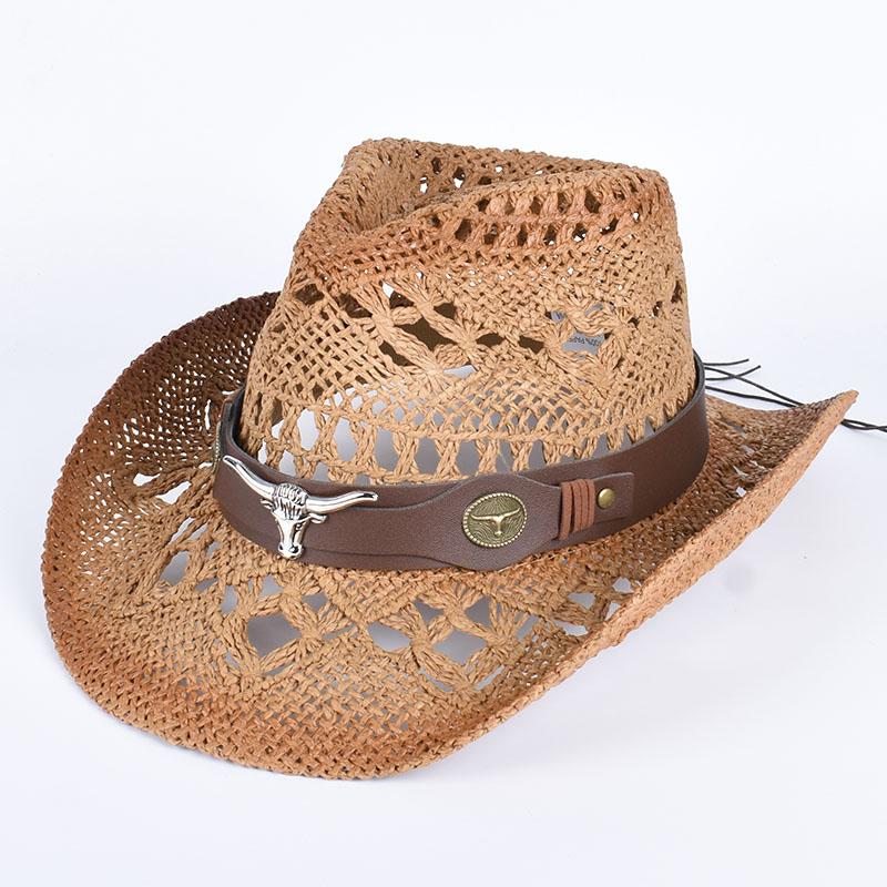 Summer Sun Hats 2026 Western Cowboy Hat for Women Men Hollow Out Vintage Panama Beach Jazz Cap Straw Sun Protection Hat