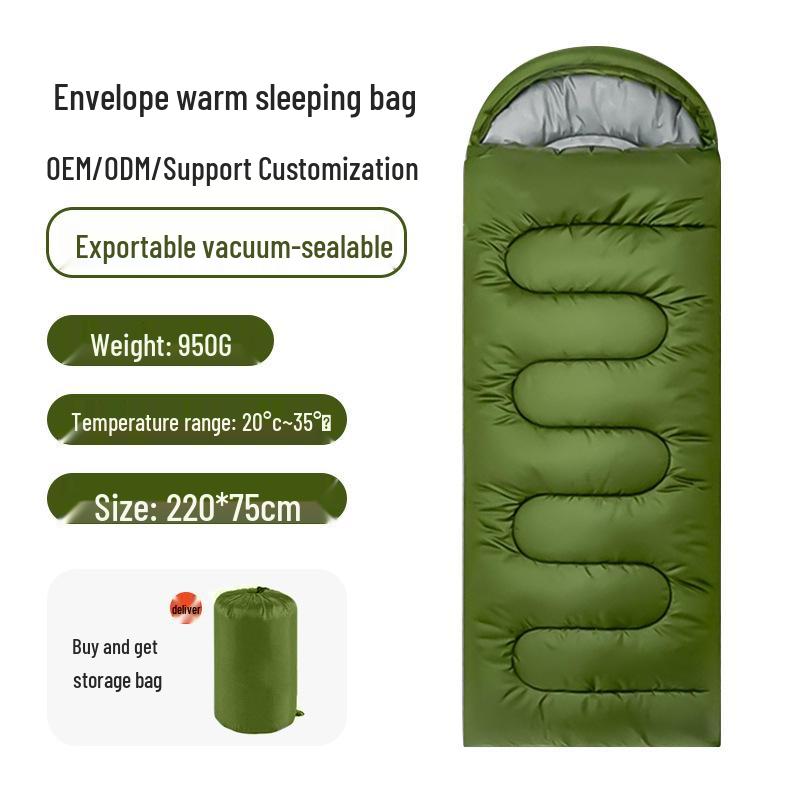 Outdoor Camping Portable Envelope Sleeping Bag - Dirt-Proof, Warm, Thick, Pure Cotton for Adults