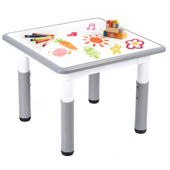 Students Desk Adjustable Kids Art Table with Graffitiable Desktop 7 Height Settings Anti-Slip Feet Children Furniture Rounded-Edge for Ages