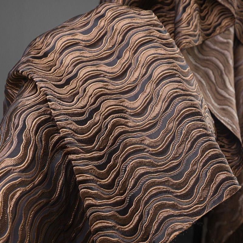 

Water Wave Jacquard Fabric Gold Thread Texture Three Dimensional Relief DIY Sewing Jacket Dress Clothing Designer Fabric 50x150cm