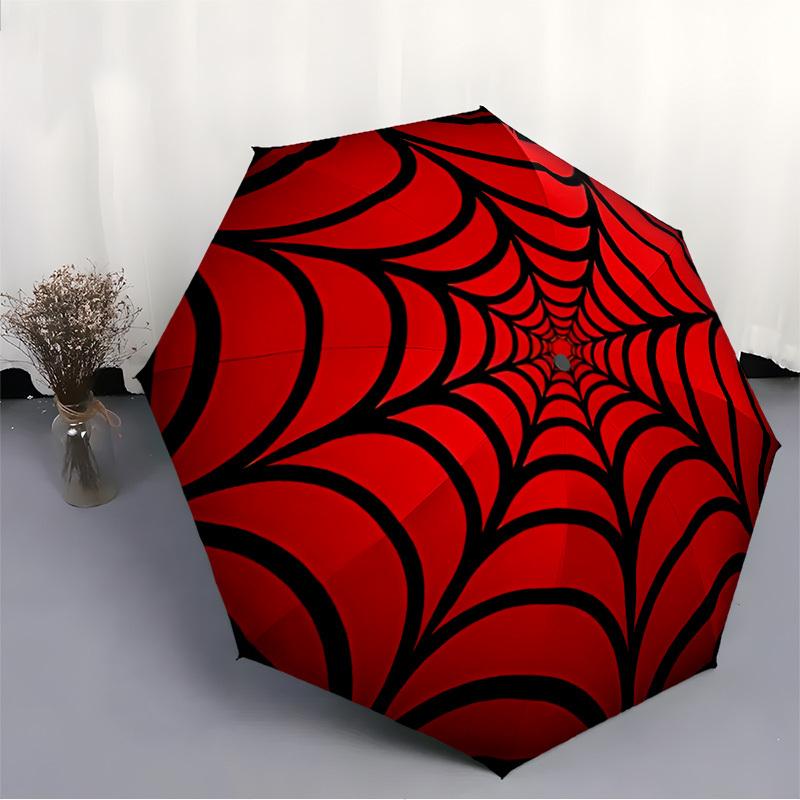1pc Spider Web Automatic Folding Umbrella, Lightweight Retractable Compact Travel Umbrella, 8-Rib Sturdy Frame098