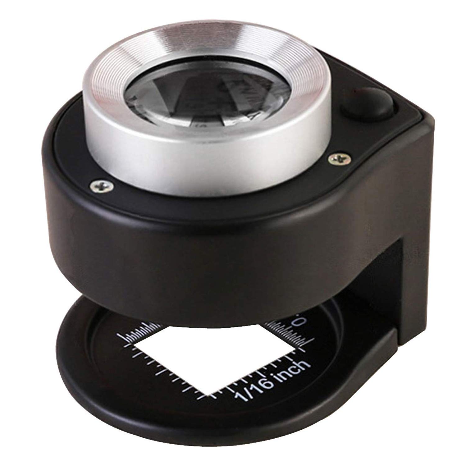 

30X Coin Magnifying Glass with Scale LED UV Lights Illuminated Jewelry Magnifier Metal Folding Stand Optical Loupe for Textile чорний