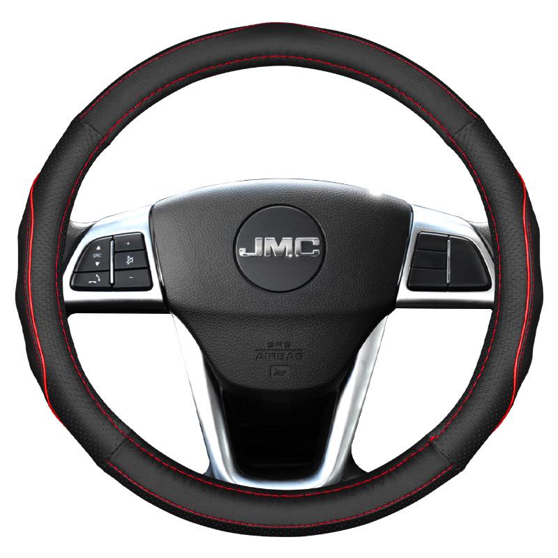 Jiangling Genuine Leather Steering Wheel Cover: Universal, All-Season, Breathable Fit for Teshunbao Yuhu Models 3, 5, 7, 9.