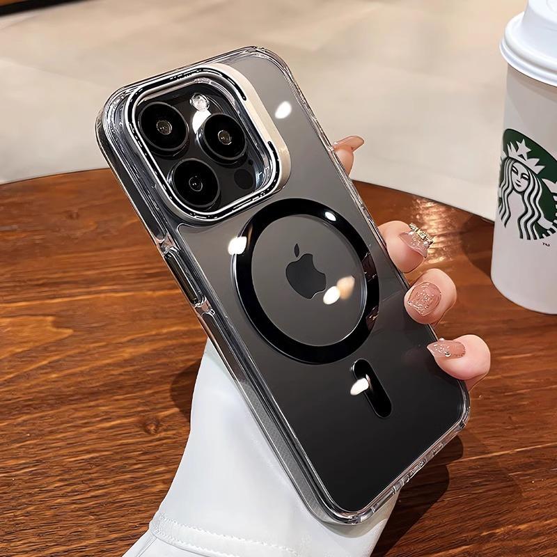 Applicable To Apple 17 ProMax Lens Cover Bracket Mobile Phone Case IPhone 16 Transparent Magnetic Suction Anti Fall Protection Case