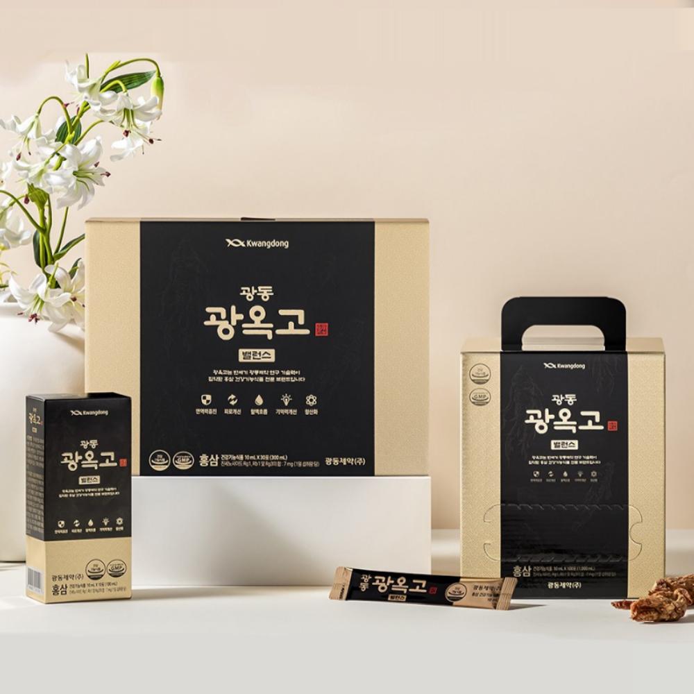[Gift Set] Kwangdong Pharmaceutical Gwang-Ok-Go Balance Red Ginseng 300ml(10ml x 30 Pouches) + Exclusive Shopping Bag, 1 Set