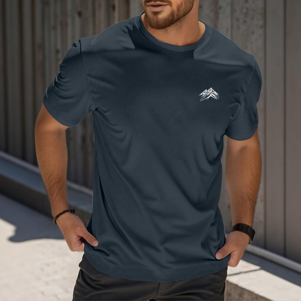 Men's Fashion Printed Round Neck Straight Shoulder Short Sleeve T-Shirt Top