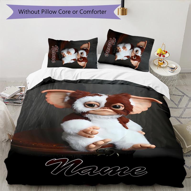 3pcs Gremlin1 Cover Set - Personalized Name, HD Printed Bedding with 1 Cover and 2 Pillowcases - Perfect for Home Decor, Easy Care