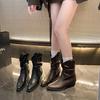 Cowhide version~ Zhao Ruth has the same pointed pile boots, short boots, high-heeled retro western knight boots, V-mouth medium boots.