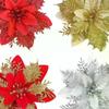 5Pcs Glitter Artifical Flowers 14CM Fake Flowers Christmas Decoration Xmas Tree Ornament New Year Navidad 2026 Gift Accessory