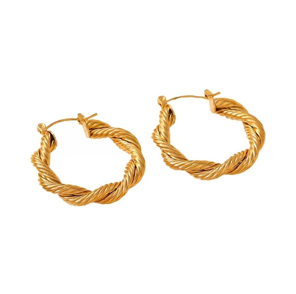 Solmayan Altın Fransız Retro Burgu Paslanmaz Çelik Küpeler - Çok Yönlü ve Sade Stil