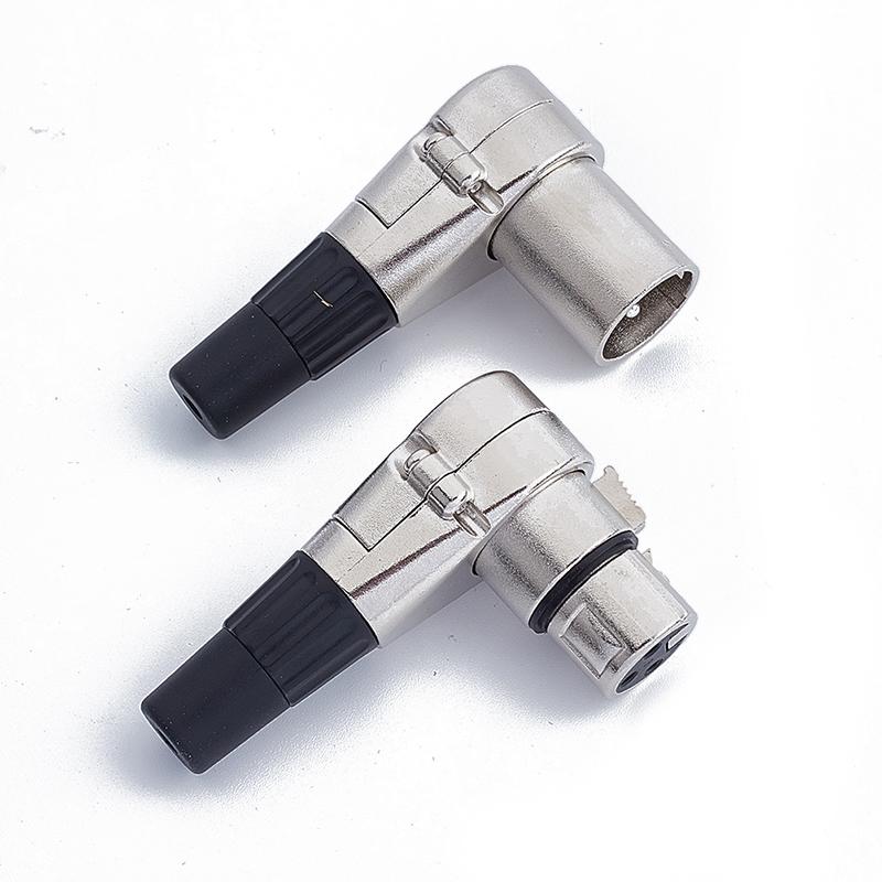 3pinový pravý úhel XLR konektor samec samice mikrofonní zástrčka audio kabelový konektor