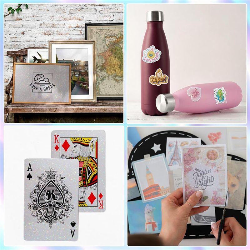 M-Modern-36 Sheets Holographic Sticker Paper,Holographic Laminate Sheets,Clear Vinyl Sticker Sheets,11.7 X 8.3 Inches(Star)