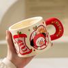 Cute Animal Apple With Lid Office Couple Water Cup Creative Birthday Souvenir High Value Ceramic Cup