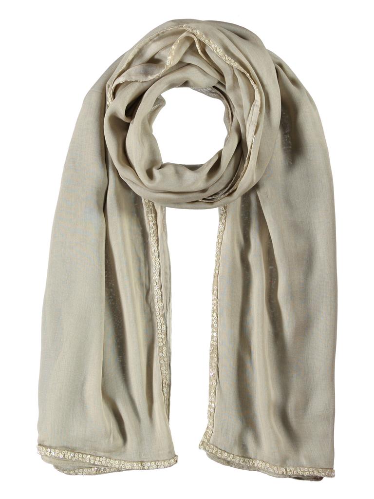 Women's Scarf with Sequins Beige Passigatti