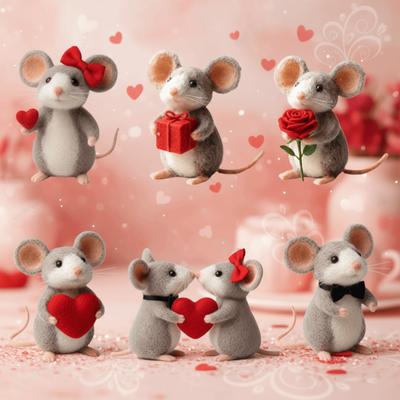 Craft Needle Felting Supply Needle Felted Mouse Cute Mouse Figurine Gifts Felt Mice Ornaments Handmade Mouse Animal Figurine