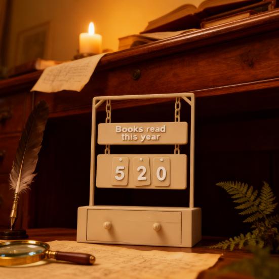 Book Read Tracker 3D Printed Shelf Sign Chapter Counter Book Read This Year Tracker with Interchangeable Number Sets Gift for Book Lovers