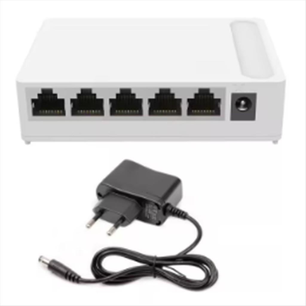 5 Port Gigabit Switch 10/100/1000M Home Network Hub with Power Cable, Office Ethernet Splitter, Switch Hub EU PLUG