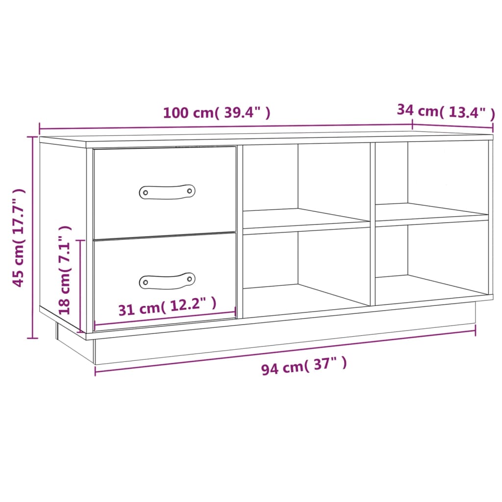 Shoe Bench Black 100x34x45 Cm Solid Pine Wood