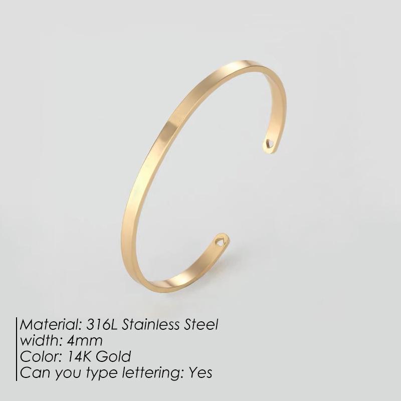 St. Delan Smooth Titanium Steel Couple's Open Bangle - European & American Fashion Jewelry