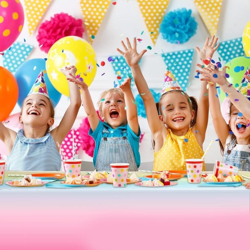 Waterproofie Plastic Tablecloth 54x108Inch Disposable Table Cloth Decoration for Birthday Rainbow Themed