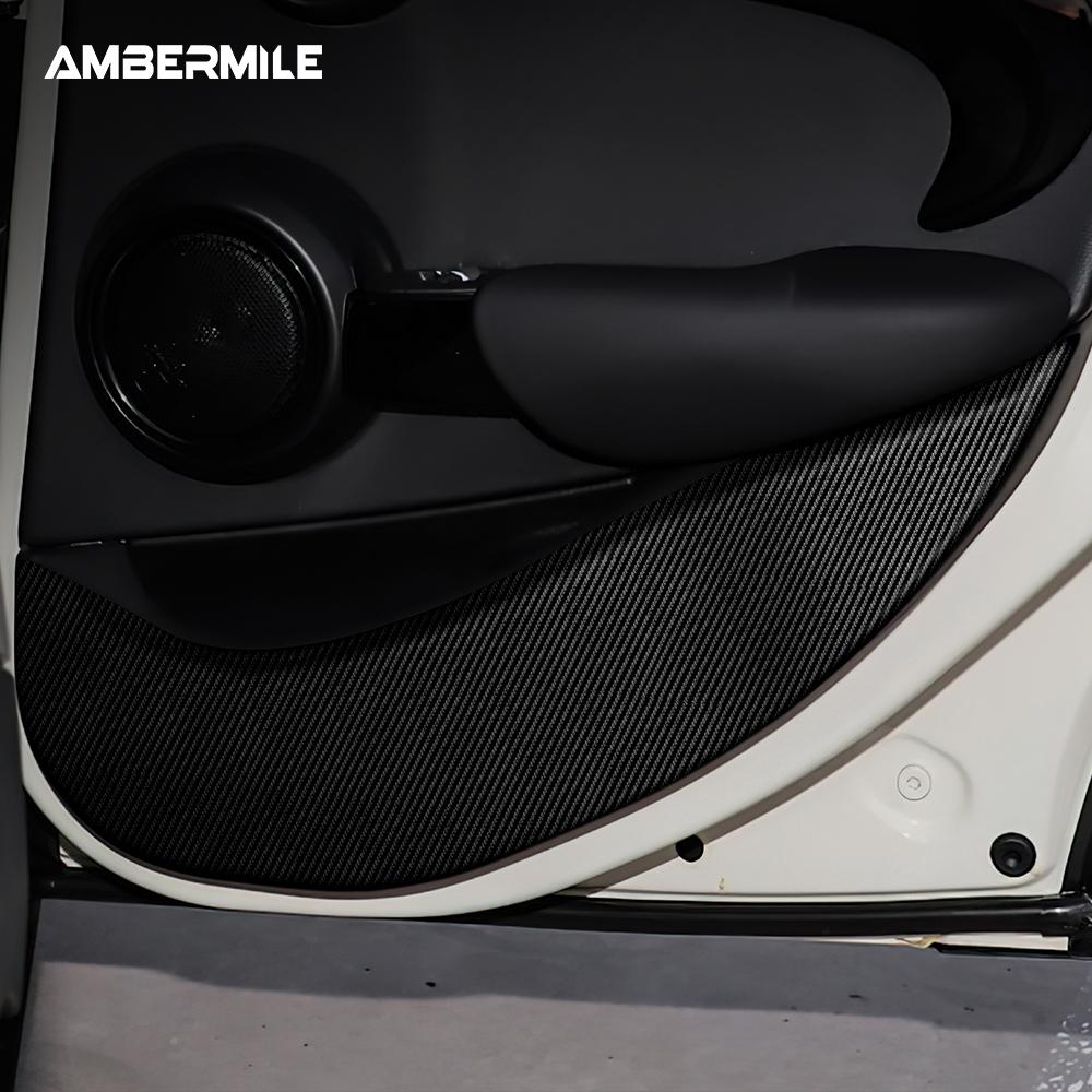 מדבקת הגנה במרקם עור סיבי פחמן מגן דלת לרכב עבור BMW מיני קופר S F54 F55 F56 F60 R56 R60