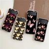 Gold Pink Rose Glitter Hearts Phone Case For Samsung Galaxy Z Flip 3 4 5 Hard Folding Clear PC For Samsung Z Flip 6 Back Cover