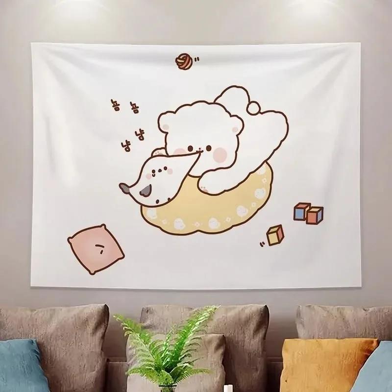 Cute Bear Cartoon Hanging Cloth Office Living Room Tapestry Home Wall Decoration Tapestry