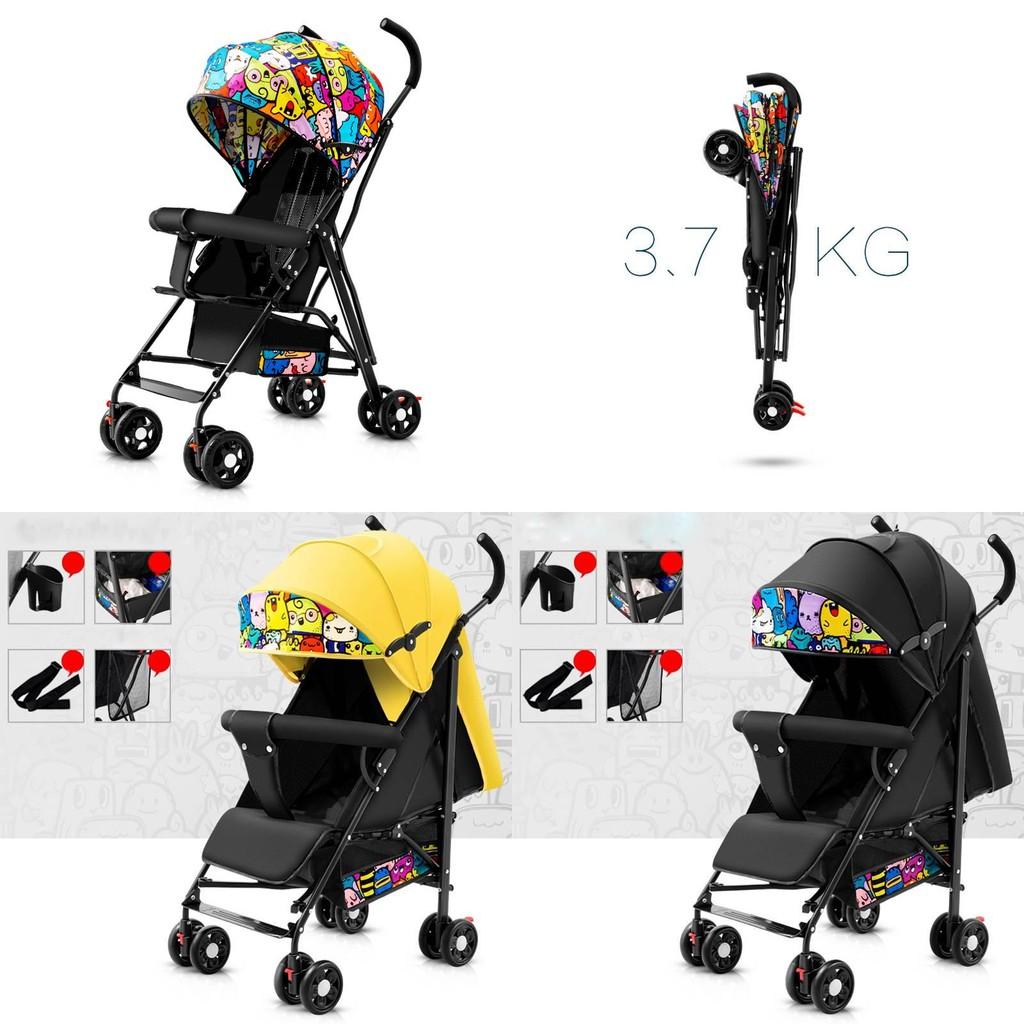 Stroller Portable Baby Sit Or Lie Down Folding Pushchair Backrest Adjustable