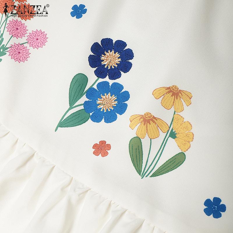 ZANZEA Women Casual Elastic Waist Loose Floral Long Skirts