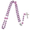 Catholic Purple Glass Beads Rosary Necklace For Women INRI Cross Crucifix Pendant Rose Chain  Religion Jewelry