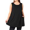 Women's Plus Size Sleeveless Casual Loose Fit Tank Top with Pocket Round Neck Comfortable Relaxed Tunic Vest for Daily Wear