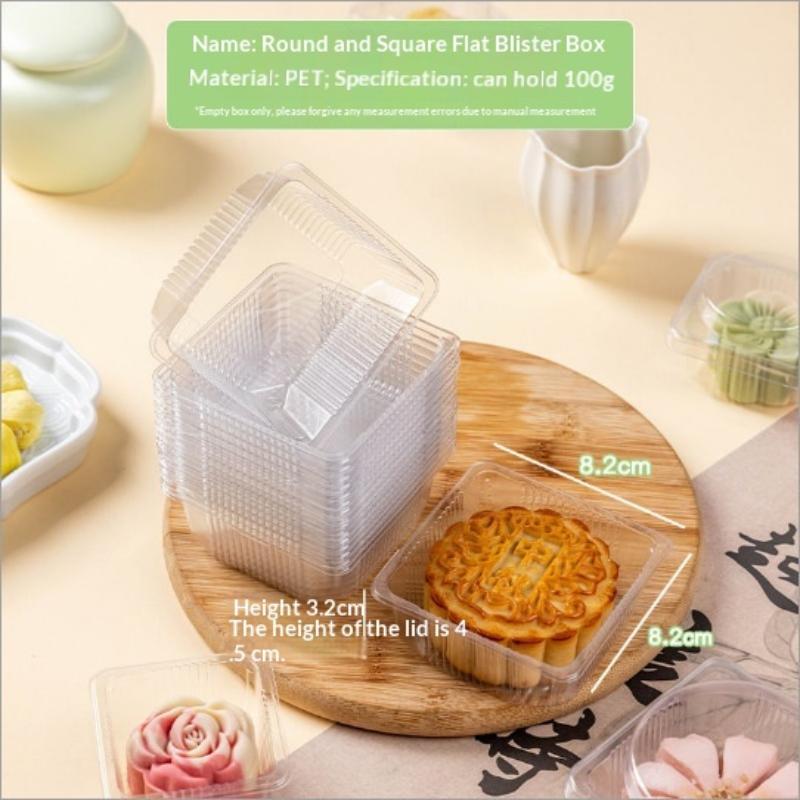 Mooncake Plastic Trays 50Pcs Transparent Thickened Sturdy Food Grade Holders for Mid Autumn Festival Homemade Pastry