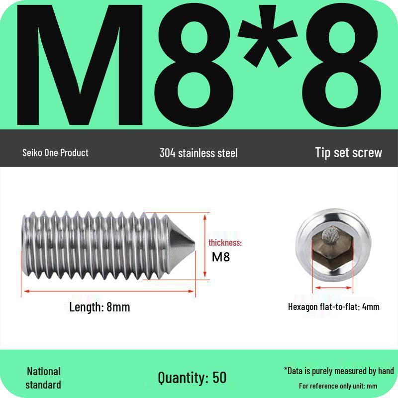 304 Stainless Steel Internal Hex Set Screw | Headless Grub Screw M2-M16