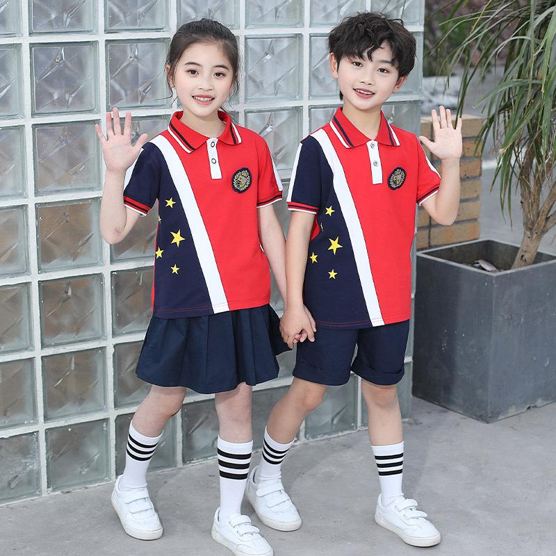 Conjunto de Canto para Uniforme Escolar de Verão Infantil - 1 de Junho: Combinação Pai-Filho para Apresentações do Ensino Fundamental I e II