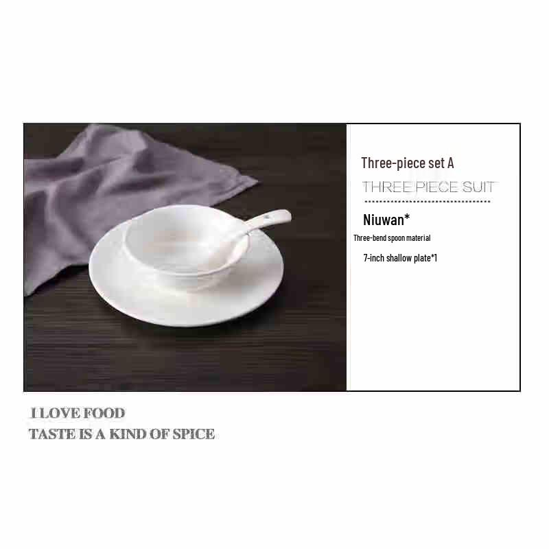 Minimalist Ceramic Pure White 3-Piece Dinnerware Set